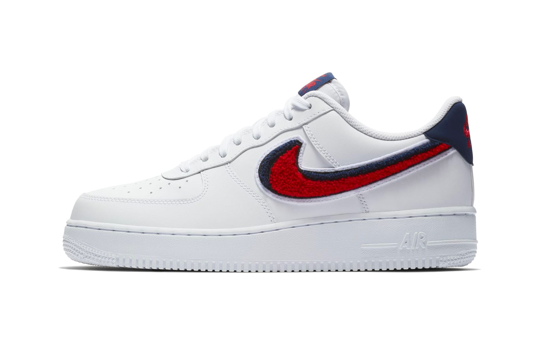 air force 1 blue and red swoosh