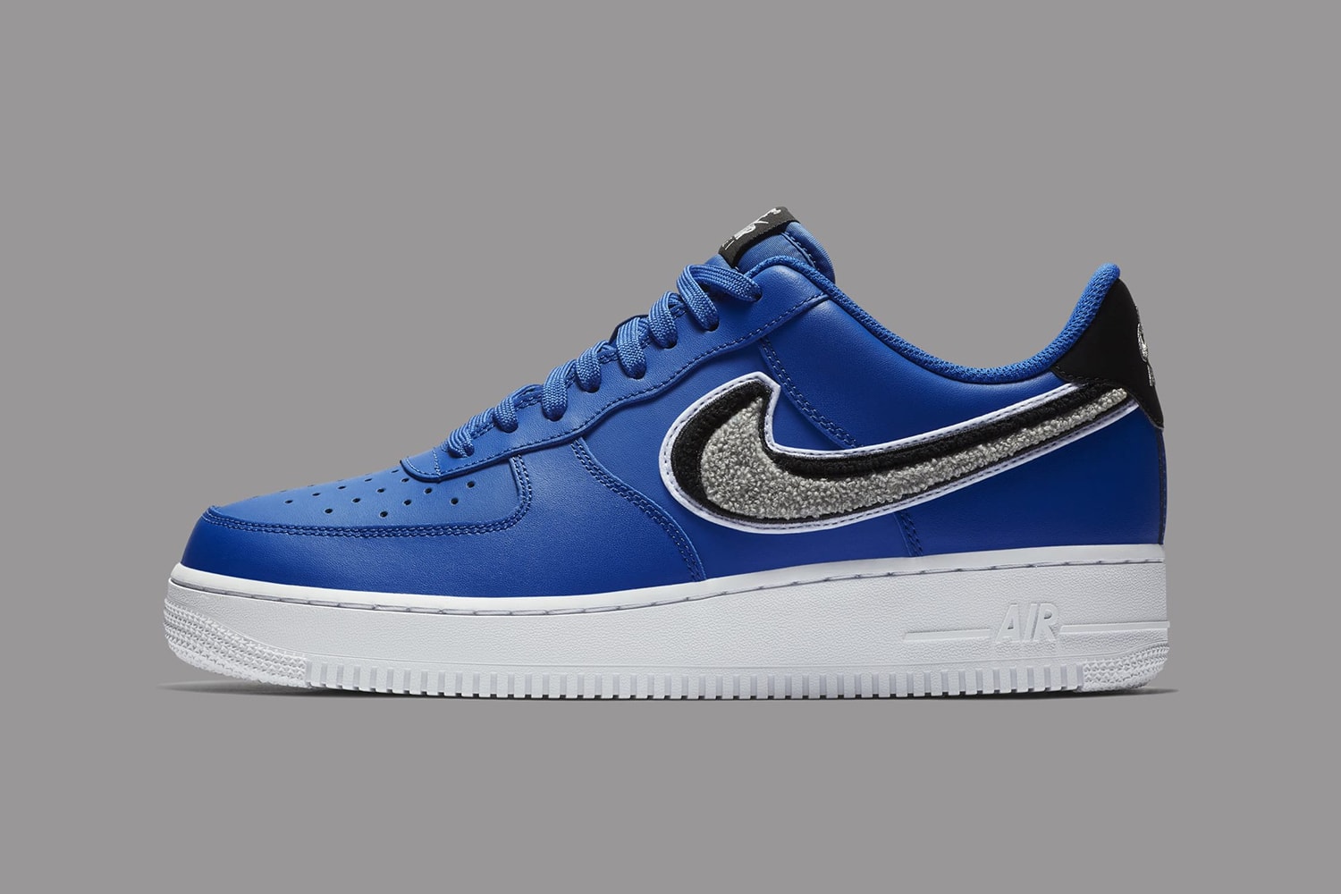 Nike Air Force 1 Low 3D Chenille Swoosh blue black grey sneakers footwear