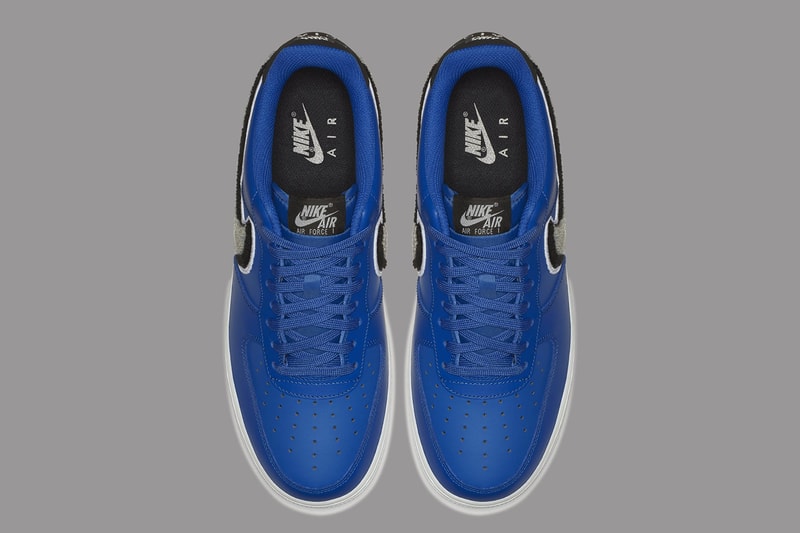 Nike Air Force 1 Low 3D Chenille Swoosh blue black grey sneakers footwear
