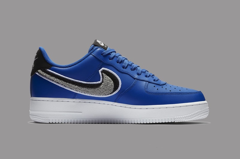 Nike Air Force 1 Low 3D Chenille Swoosh blue black grey sneakers footwear