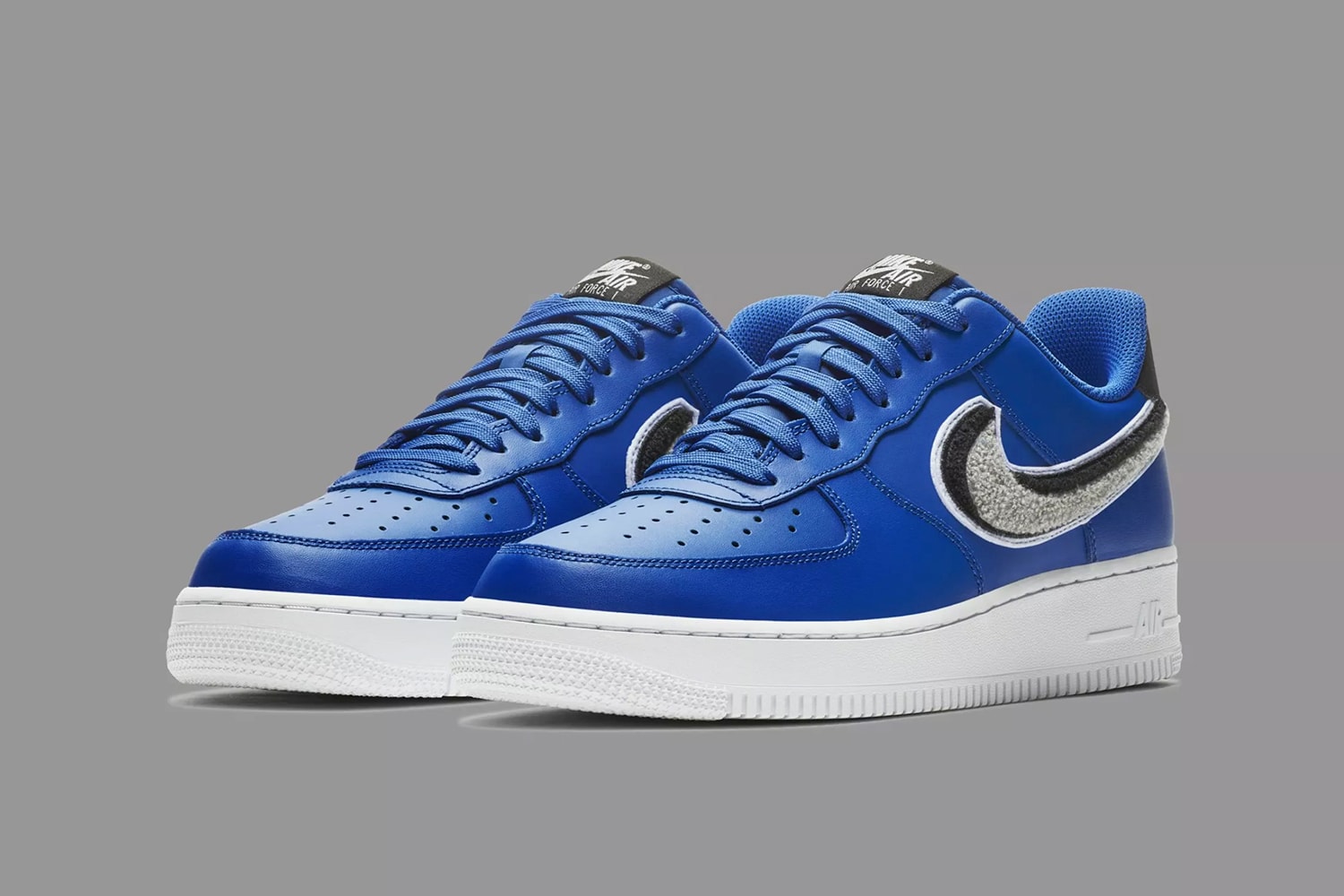 Nike Air Force 1 Low 3D Chenille Swoosh blue black grey sneakers footwear