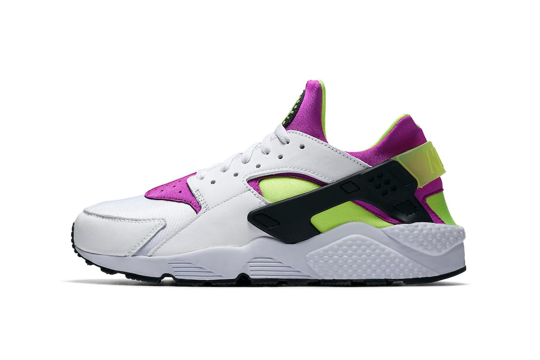 black and neon huaraches