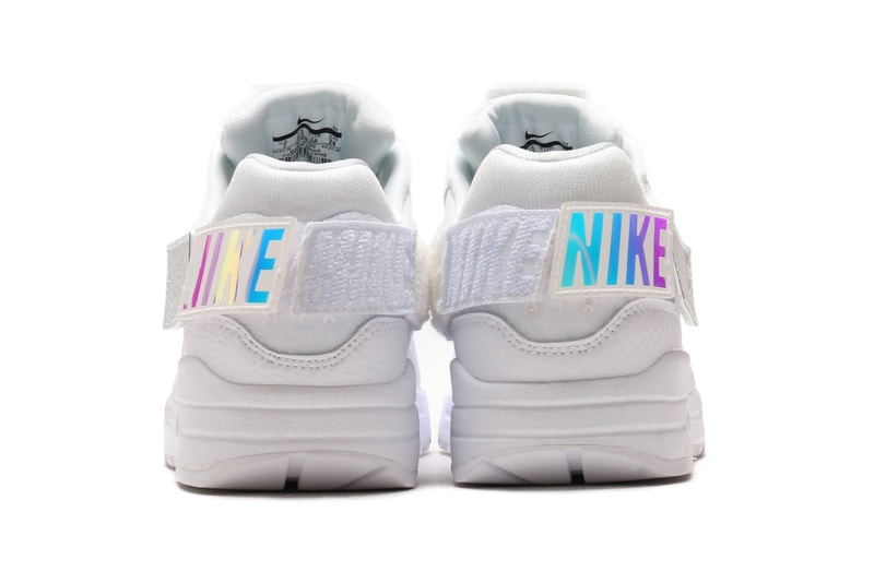 Nike Air Max 1 100 Triple White velcro patches customizable may 2018 release date info drop sneakers shoes footwear atmos