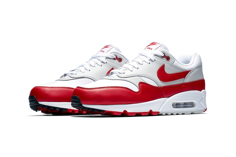 Nike Air Max 1 x 90 Hybrid White Red Colorway Closer Look Release Date Details Cop Purchase Buy Now Raffle Kicks Shoes Trainers Sneakers