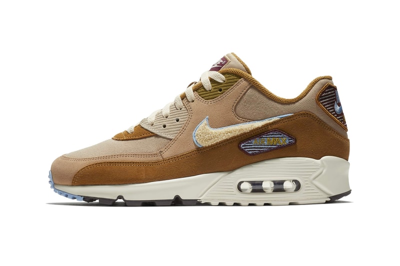 Nike Air Max 90 Chenille Swoosh First Look tan release date sneaker price blue suede leather