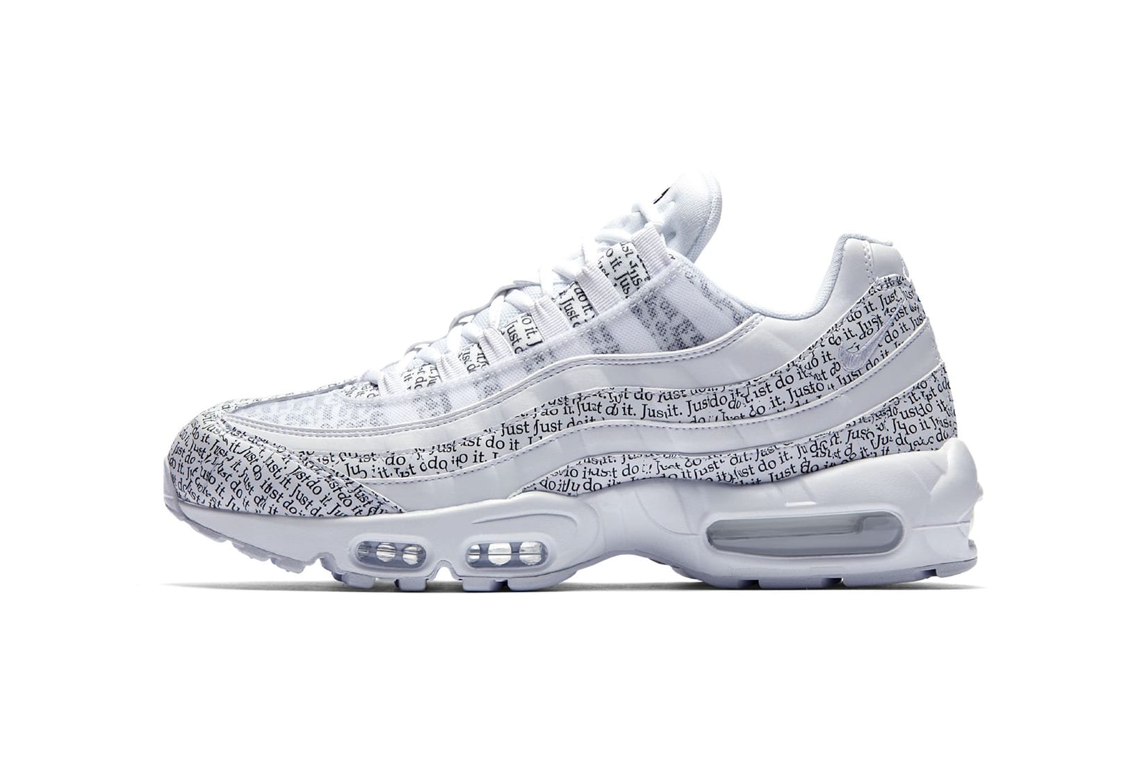 nike just do it white and black newspaper print air max 95 se trainers