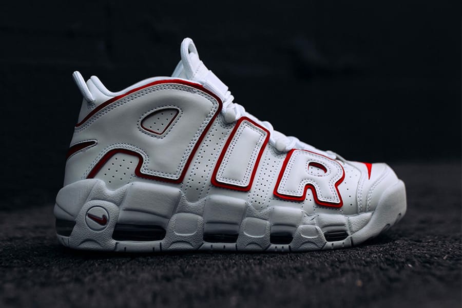 nike air uptempo white and red
