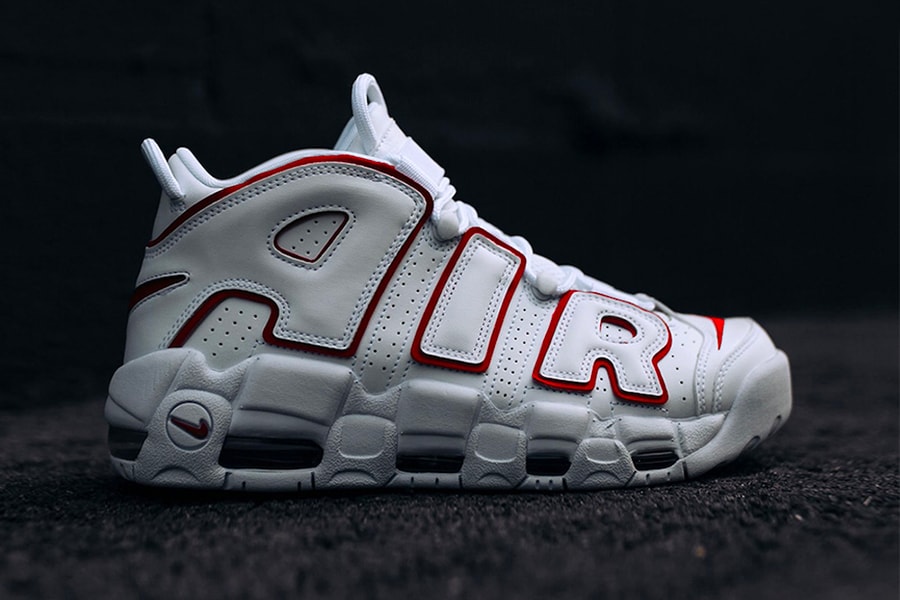 Nike Air More Uptempo 96 Mens White Red Fashion Sneakers