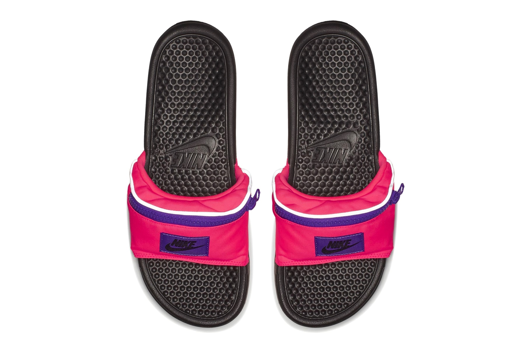 Nike benassi jdi fanny pack slides black pink