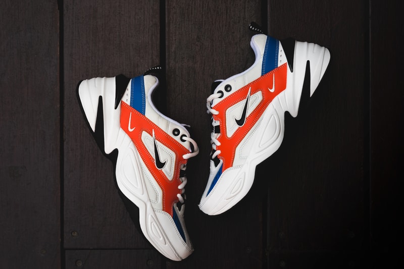 Nike M2K Tekno on foot John Elliott footwear 2018 white black red blue