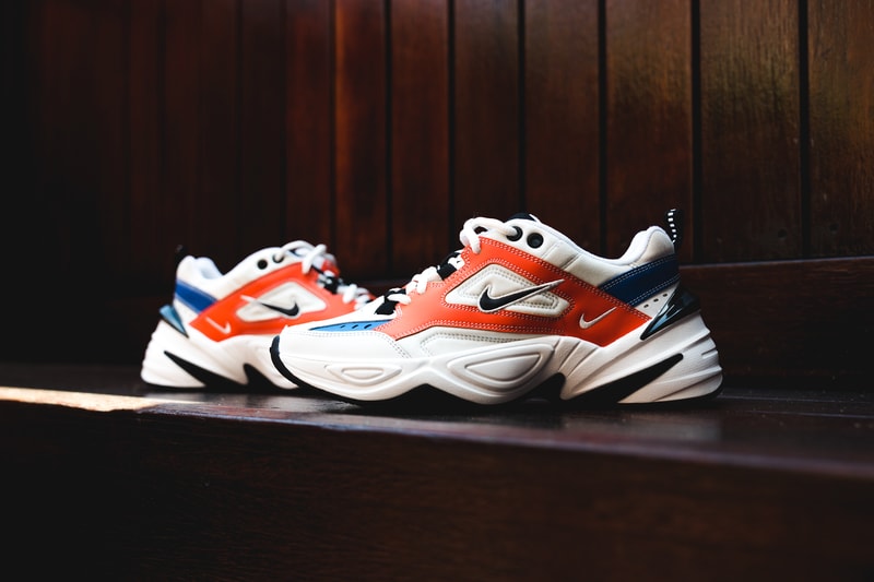 Nike M2K Tekno on foot John Elliott footwear 2018 white black red blue