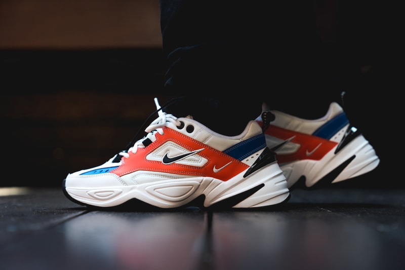 Nike M2K Tekno on foot John Elliott footwear 2018 white black red blue