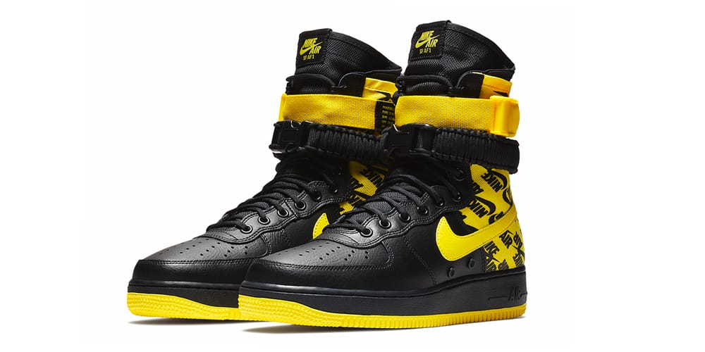 black and yellow nikes high top