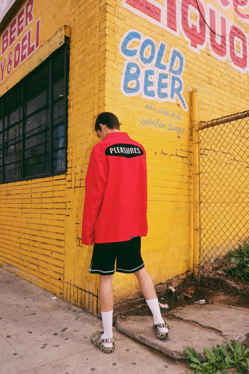 PLEASURES Summer 2018 Collection Lookbook Alex James Jacket T Shirt Pants Trousers Pullover