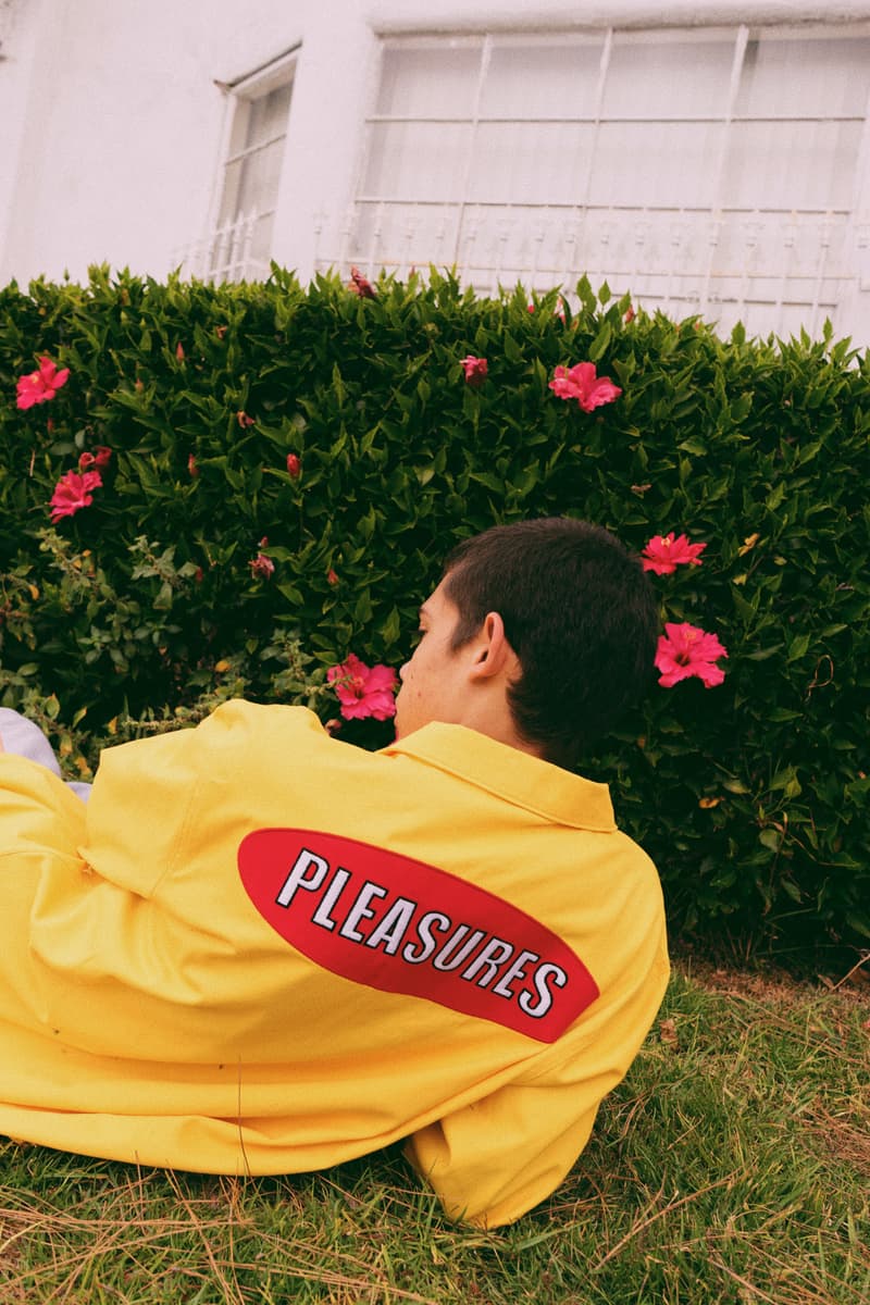 PLEASURES Summer 2018 Collection Lookbook Alex James Jacket T Shirt Pants Trousers Pullover