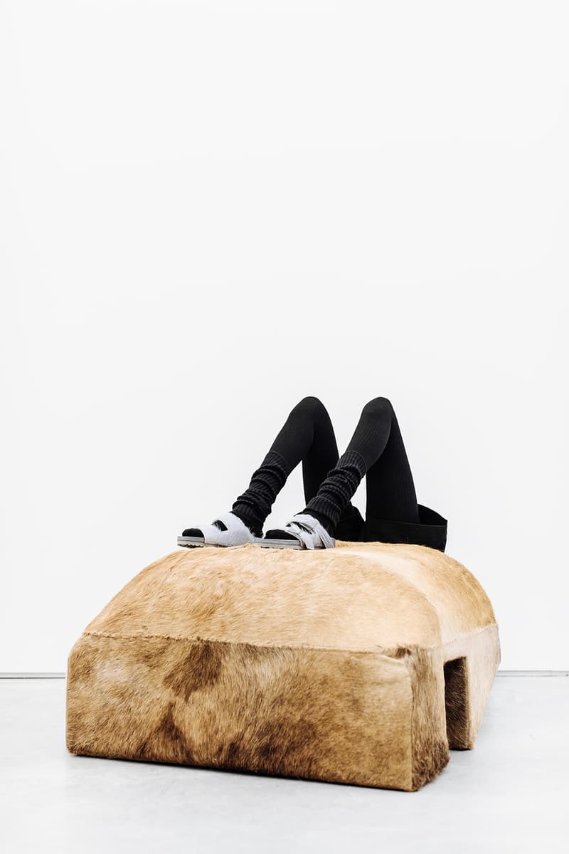 Rick Owens Birkenstock box spring summer 2018 collection collaboration Arizona Madrid Boston sock knit fur suede leather cow felt collaboration drop april 2018 black grey