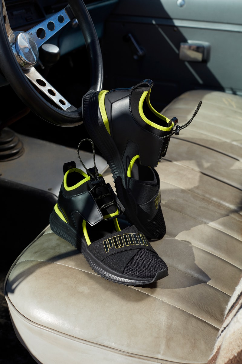 Rihanna Fenty PUMA Spring Summer 2018 Collection ss18 drop footwear sneakers booties Espadrilles leather pointed toe racing avid cutout