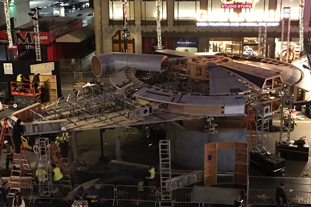Solo: Star Wars Story Millennium Falcon Hollywood Premiere Fans Camped Overnight May 25 Release hollywood blvd life size model scale spaceship han