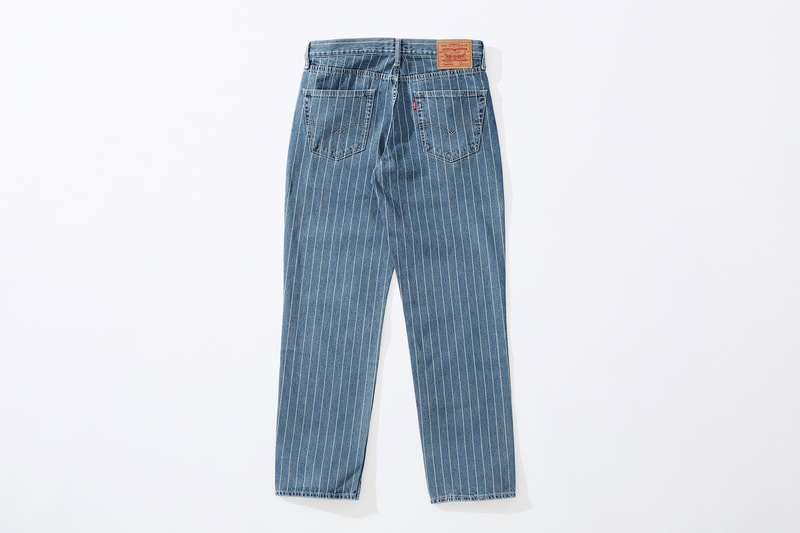 Supreme x Levi's stonewashed pinstripe 550 Jeans blue