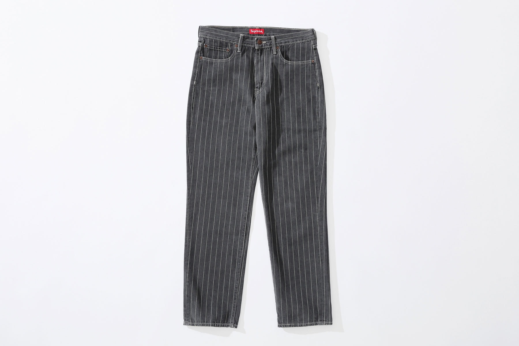 Supreme x Levi's stonewashed pinstripe 550 Jeans black