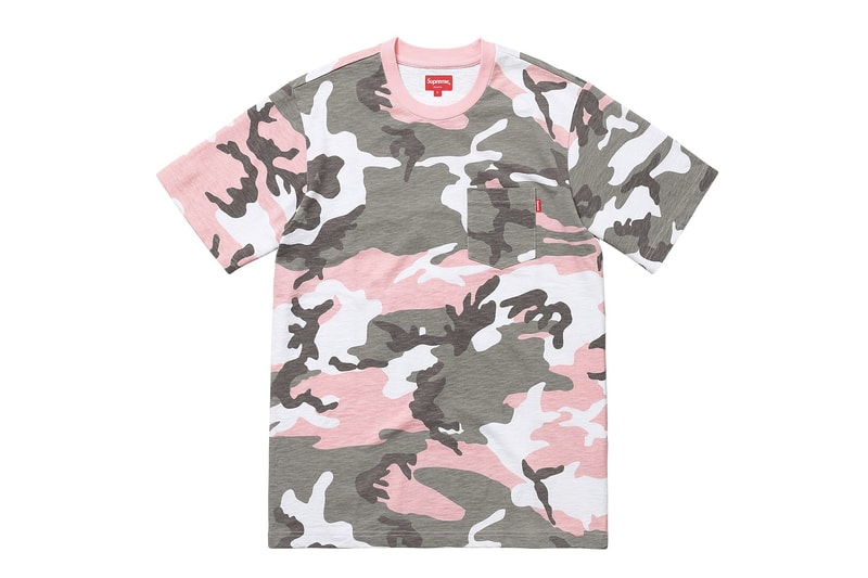 Supreme Unexpected Pink Camo Pocket Tee Sold Out All Cotton Slub Jersey Crewneck Chest Pocket Logo Spring/Sumer 2018 Soho London