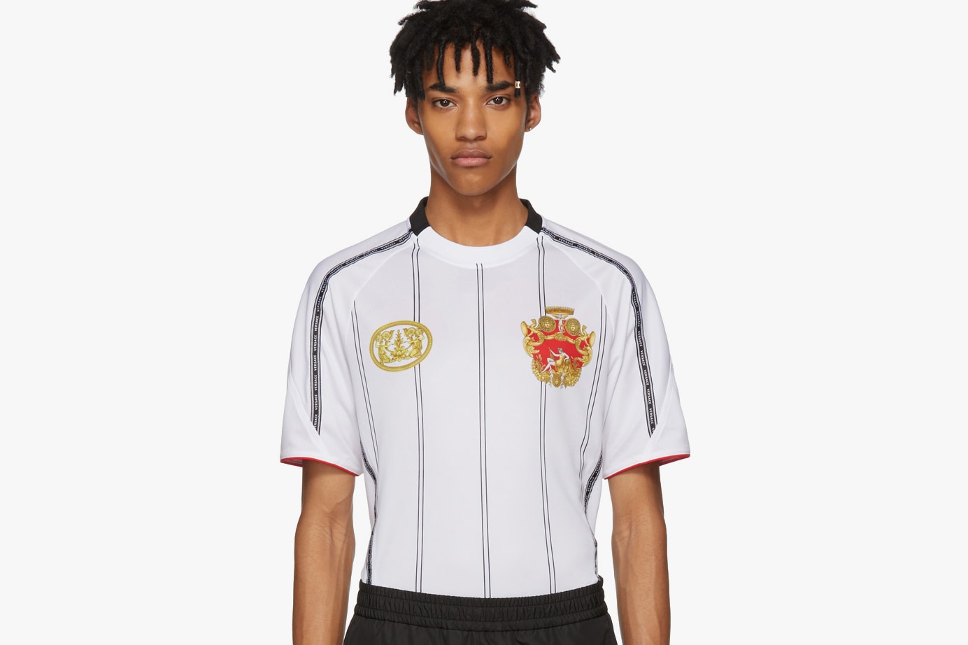 Versace Spring Summer 2018 Soccer Jersey white shirt 700 usd dollars release date info drop SSENSE