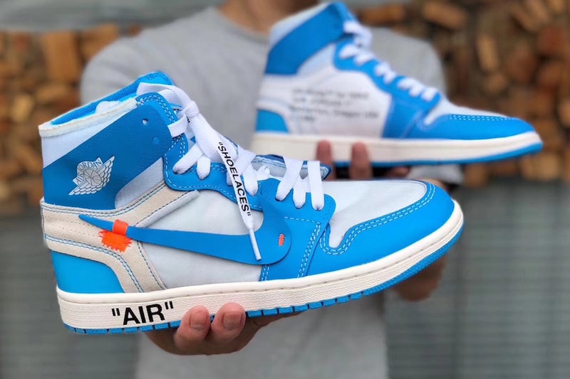 Virgil Abloh Air Jordan 1 UNC Detailed Look Brand Nike Off White University of north Carolina michael jordan