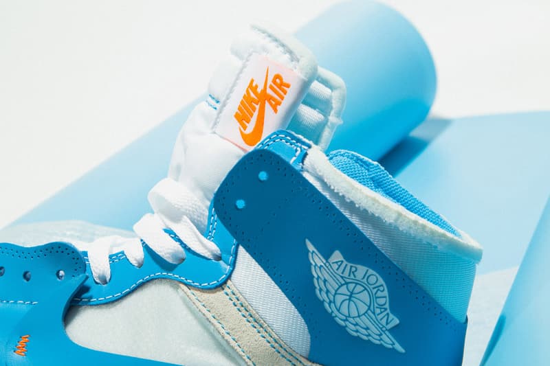 Virgil Abloh x Nike Air Jordan 1 "Dark Powder Blue" Collab Collaboration New Colorway Closer Look Coming Soon U.S. Exclusive On-Foot