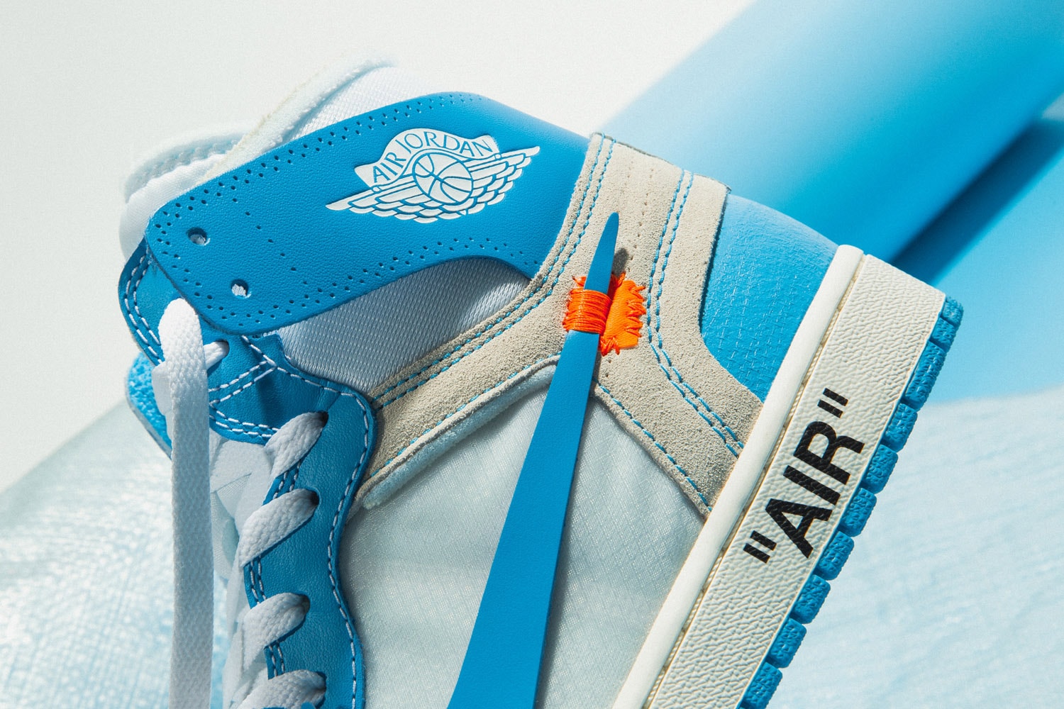 Virgil Abloh x Nike Air Jordan 1 "Dark Powder Blue" Collab Collaboration New Colorway Closer Look Coming Soon U.S. Exclusive On-Foot