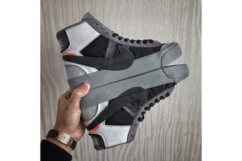 Virgil Abloh Nike Blazer Studio Mid Release info off-white sneakers footwear collaboration black grey vanilla