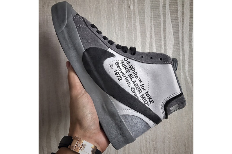 Virgil Abloh Nike Blazer Studio Mid Release info off-white sneakers footwear collaboration black grey vanilla