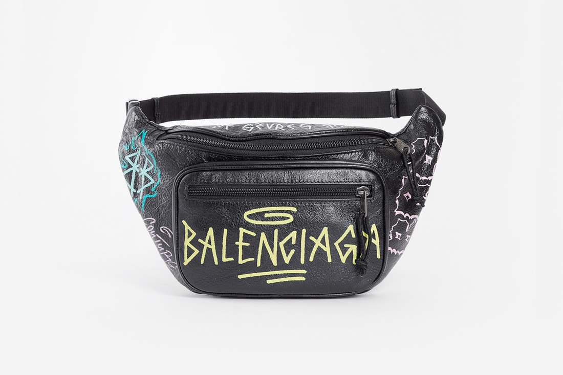 Balenciaga Fall Winter 2018 Graffiti Fanny Pack black leather accessories release info demna gvasalia