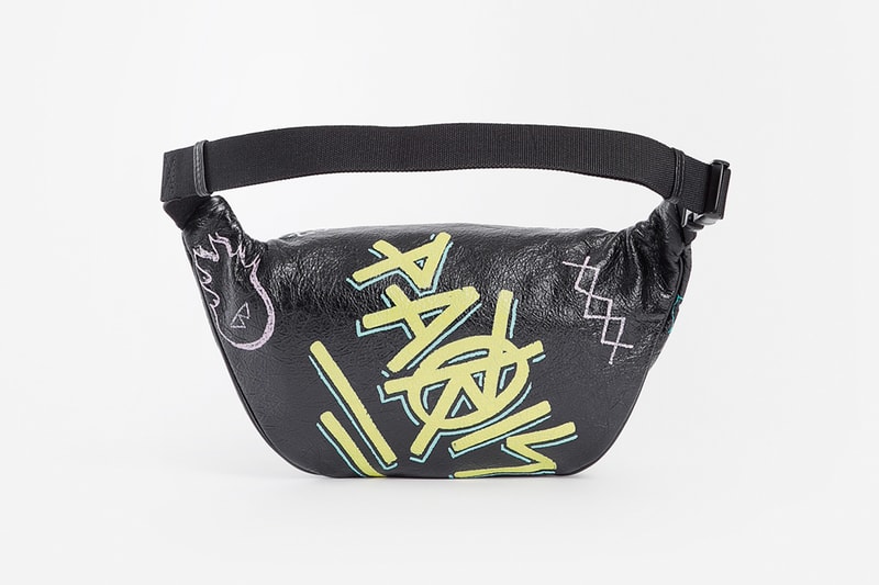 Balenciaga Fall Winter 2018 Graffiti Fanny Pack black leather accessories release info demna gvasalia