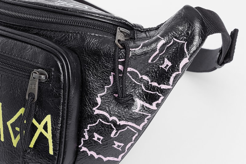 Balenciaga Fall Winter 2018 Graffiti Fanny Pack black leather accessories release info demna gvasalia
