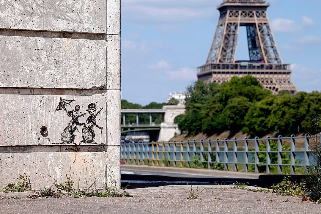 Banksy Paris France rat stencils eiffel tower Centre Pompidou