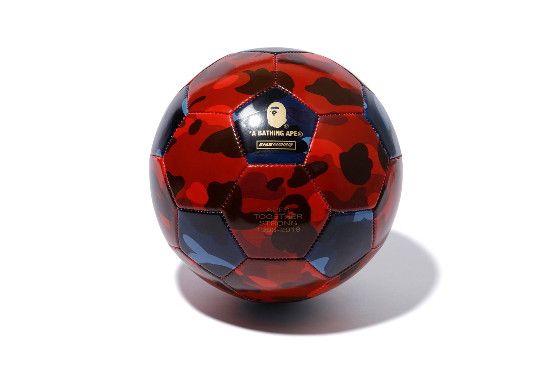 bape football soccer ball black blue red camo