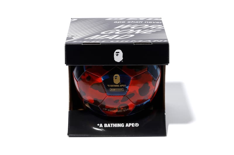 bape football soccer ball black blue red camo