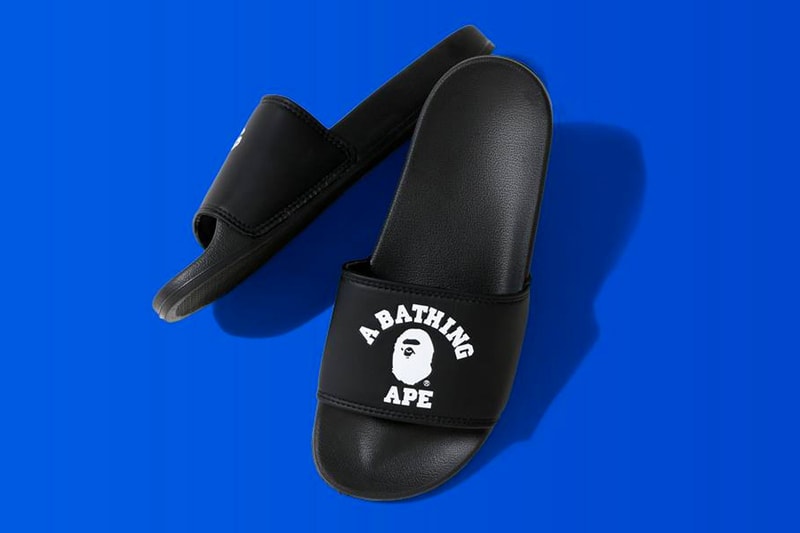 bape college slide sandals black