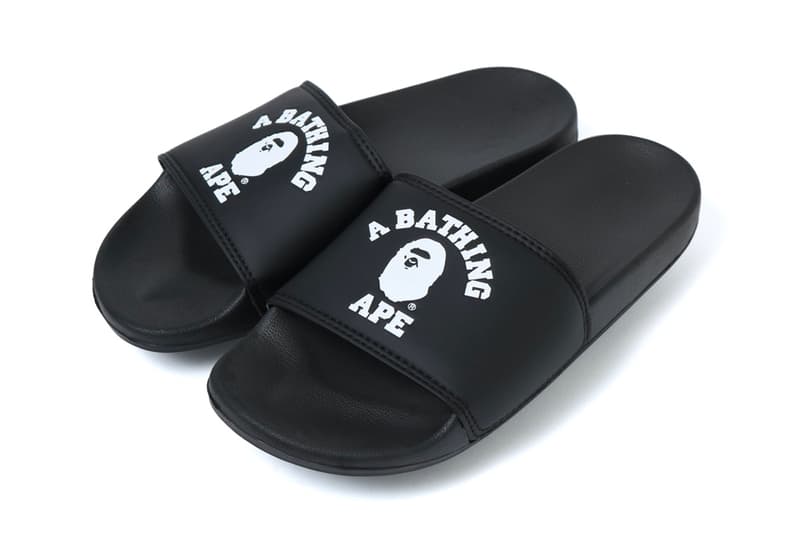 bape college slide sandals black