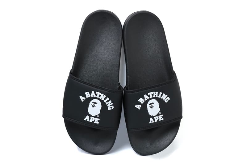 bape college slide sandals black