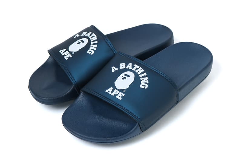 bape college slide sandals blue