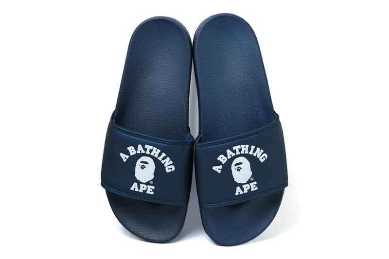 bape college slide sandals blue