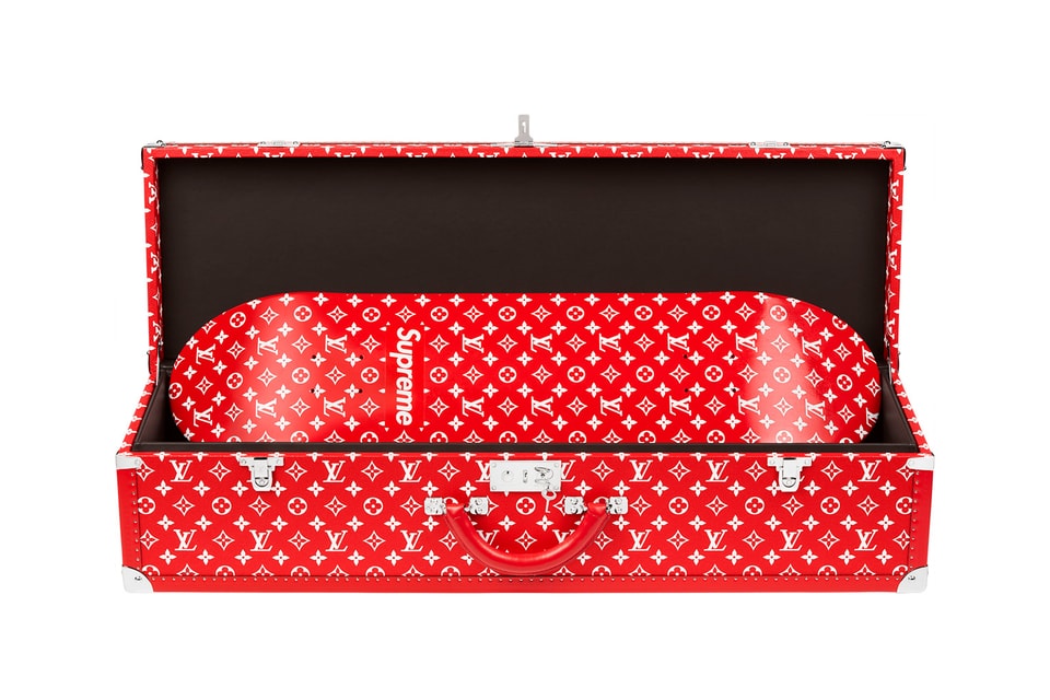 A LIMITED EDITION RED & WHITE MONOGRAM MALLE COURRIER 90 TRUNK