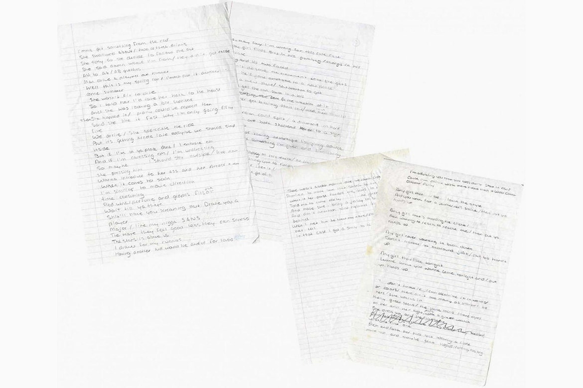 Drake Handwritten Room For Improvement Lyrics Hypebeast