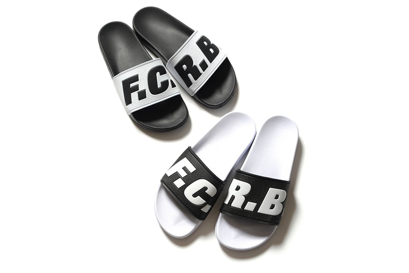 F.C.R.B. Shower Slides high contrast black white release info slippers footwear