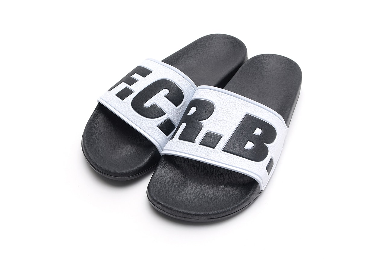 F.C.R.B. Shower Slides high contrast black white release info slippers footwear