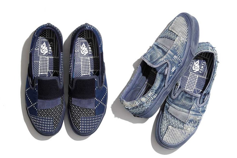 FDMTL Vans Vault Classic Slip On LX OG Authentic LX denim boro june 29 2018 release date info drop japan june 22 europe patchwork sashiko stitch wash indigo denim raw