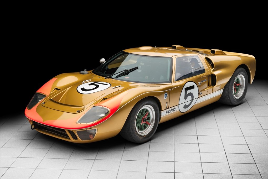 Ford GT40 Gold RM Sotheby's Auction racing race car 1966 24 Hours of Le Mans third place Ronnie Bucknum Dick Hutcherson Holman Moody racing team automotive