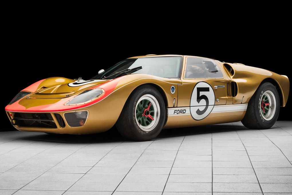 Ford GT40 Gold RM Sotheby's Auction racing race car 1966 24 Hours of Le Mans third place Ronnie Bucknum Dick Hutcherson Holman Moody racing team automotive