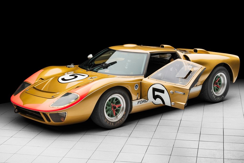 Ford GT40 Gold RM Sotheby's Auction racing race car 1966 24 Hours of Le Mans third place Ronnie Bucknum Dick Hutcherson Holman Moody racing team automotive